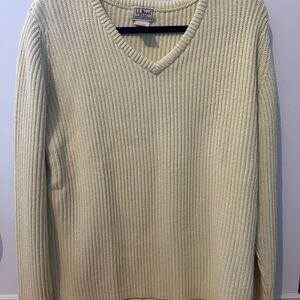 L.L. Bean Women's V-Neck Sweater in Cream